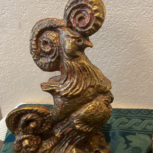 Vintage Gold Rooster and chicken by Jaru of California - Picture 7 of 8